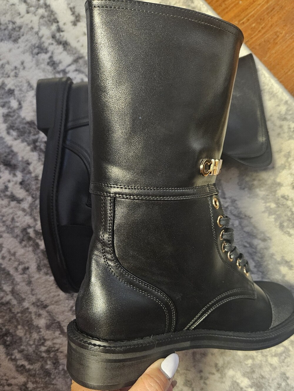 Lux Black Rubber-Soled Leather Boots NEW - Picture 4 of 7